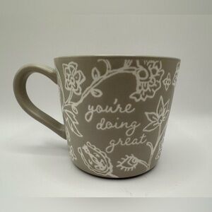 Threshold Stoneware Mug “You’re Doing Great” Neutral Floral Coffee Cup